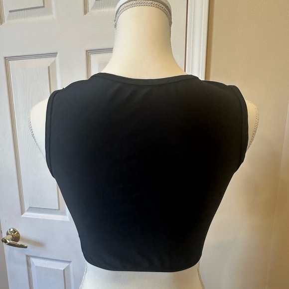 Black Lace Tie-Front Sheer Crop Bikini Swim Top Size Small - Picture 5 of 5